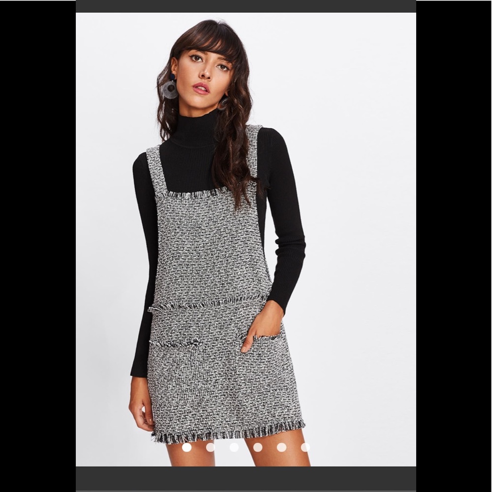 Fringe Edge Tweed Overall Dress size small